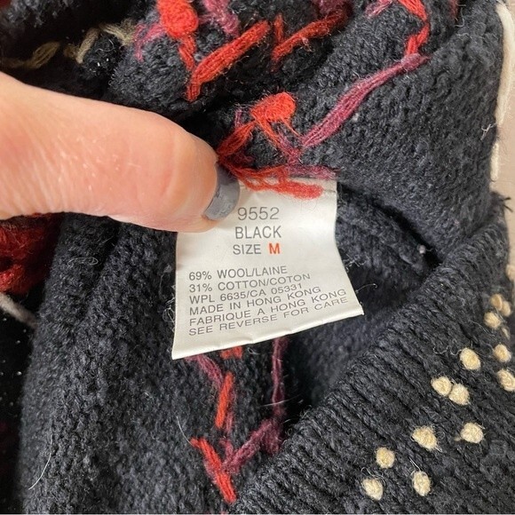 Woolrich Sweater Vintage Christmas Wool Festive Holiday Ugly Black Size Medium - Picture 4 of 6